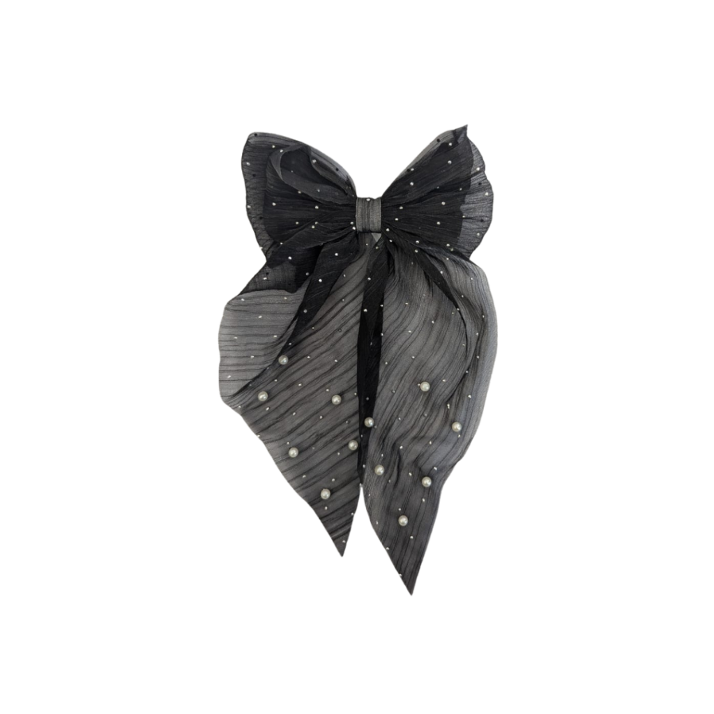 Black Pearl Bow Clip