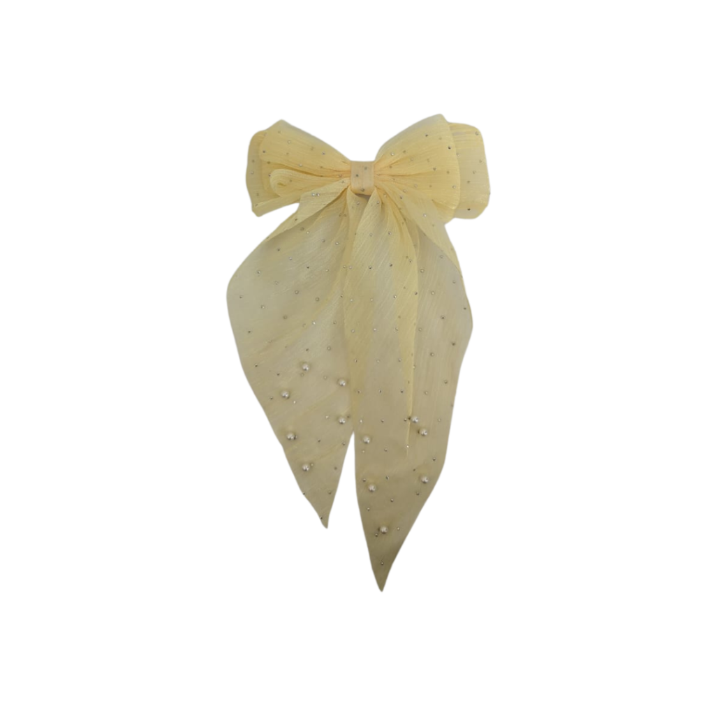 Yellow Pearl Bow Clip