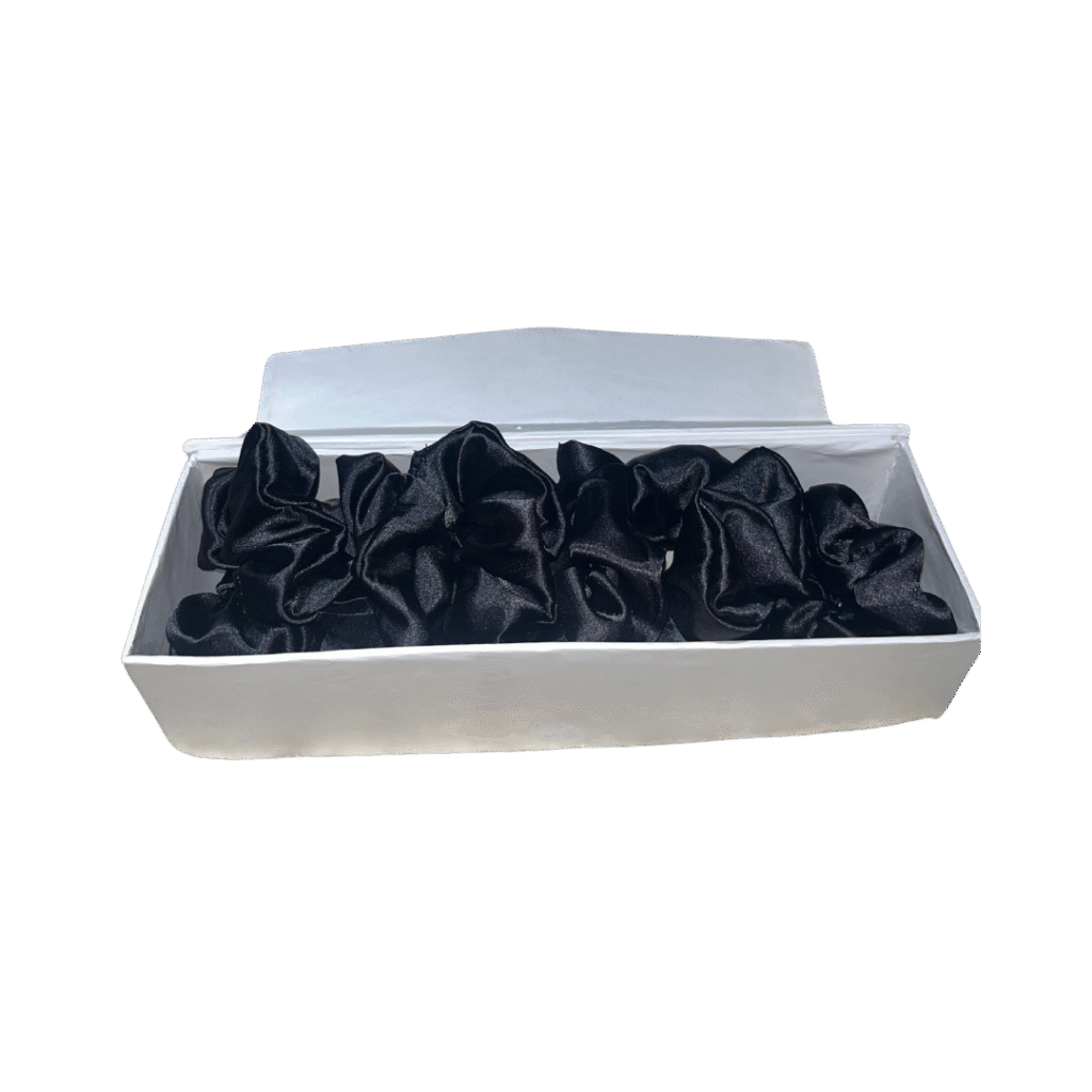 Black Green Silk Scrunchie Pack of 8