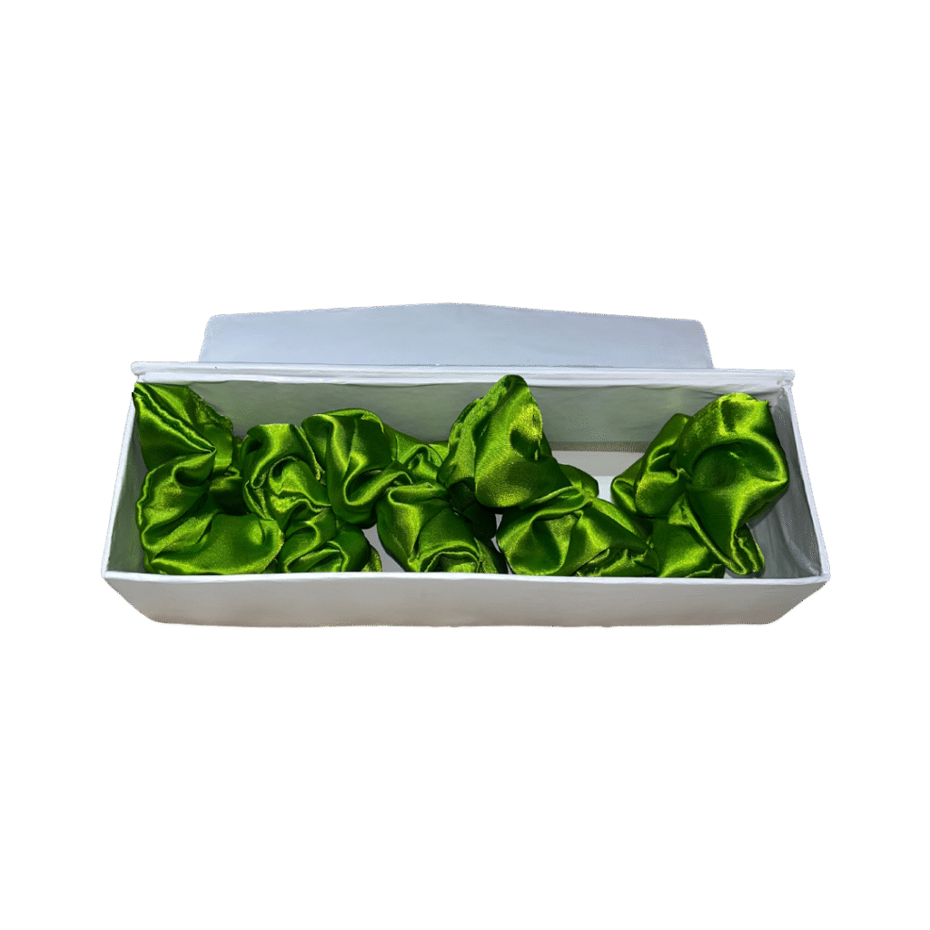 Green Silk Scrunchie Pack of 8