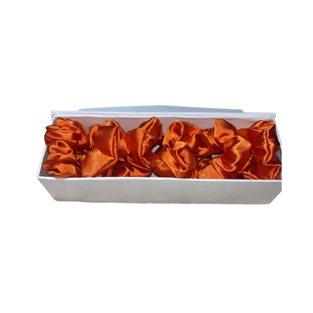 Orange Silk Scrunchie Pack of 8