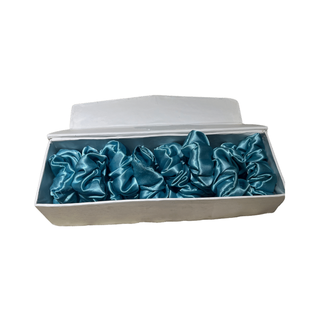 Sky Blue Silk Scrunchie Pack of 8