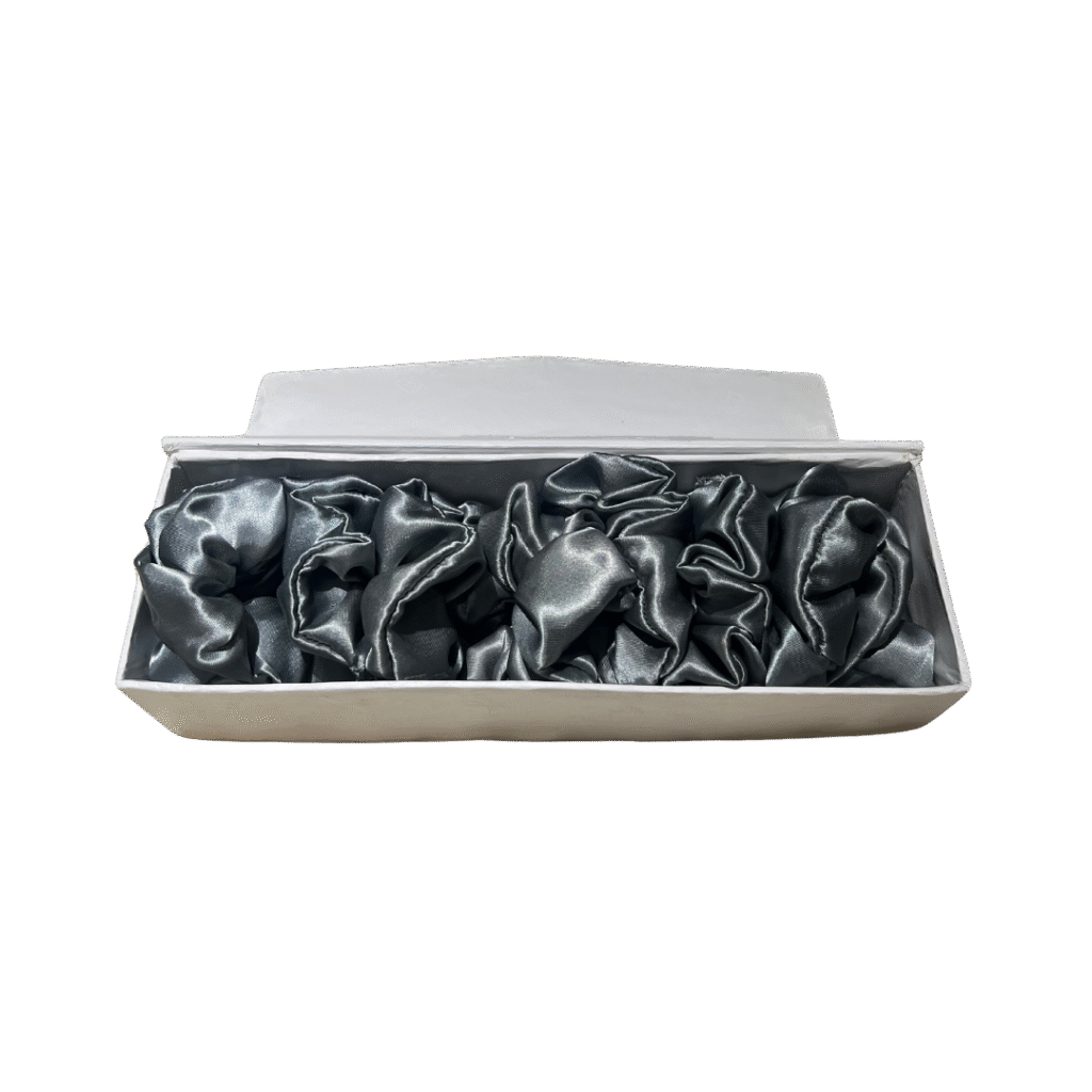 Silver Silk Scrunchie Pack of 8