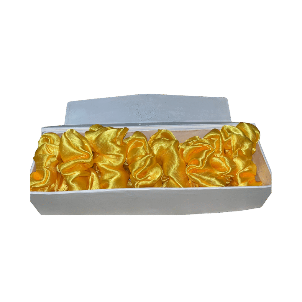 Yellow Silk Scrunchie Pack of 8